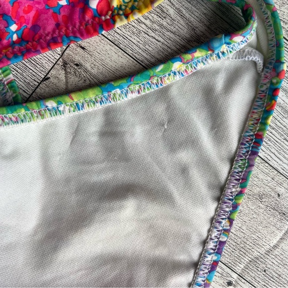 ABS Allen Schwartz bright colorful pattern twist bandeau style bikini size 6 - Picture 12 of 13